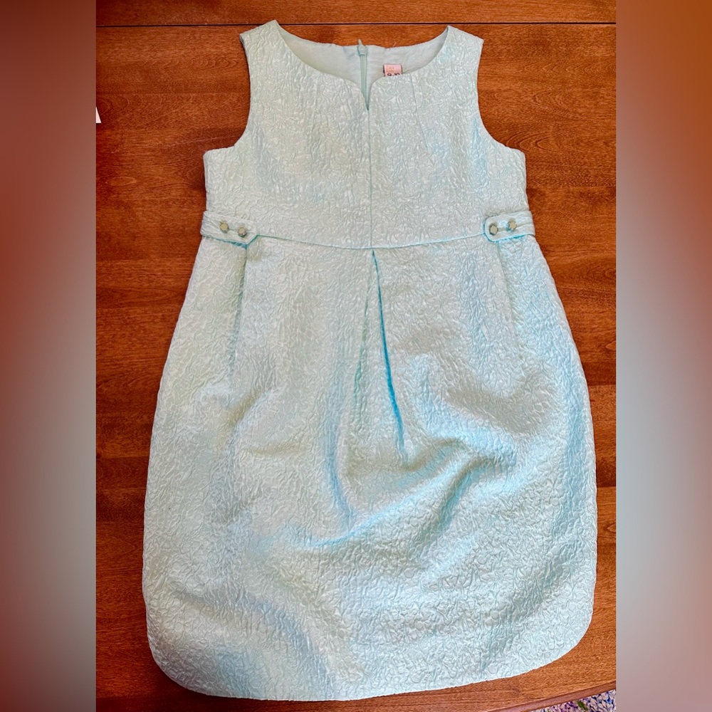Zara Kids 9-10 Formal Textured Dress in Soft Aqua Blue-EUC